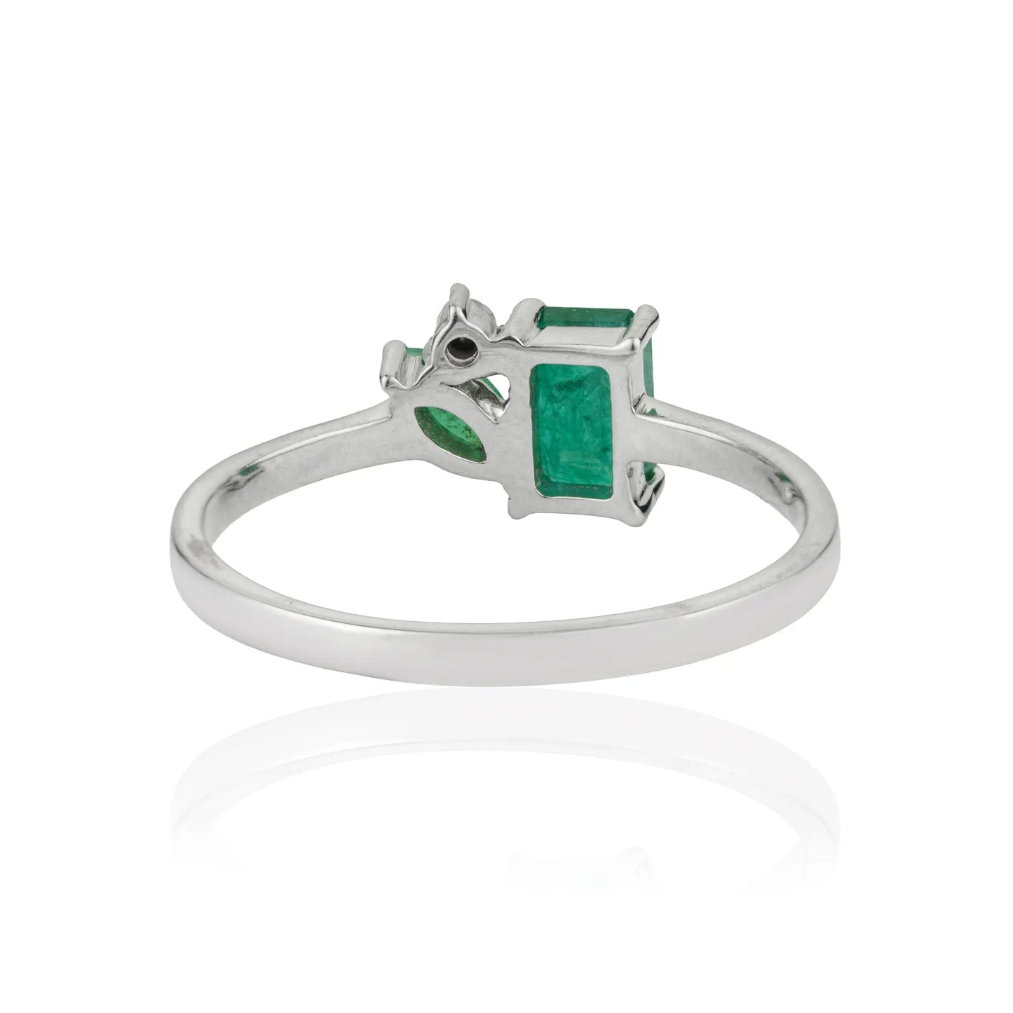Unique Design 925 Sterling Silver Emerald & Diamond Ring For Women's Party Wear Jewelry