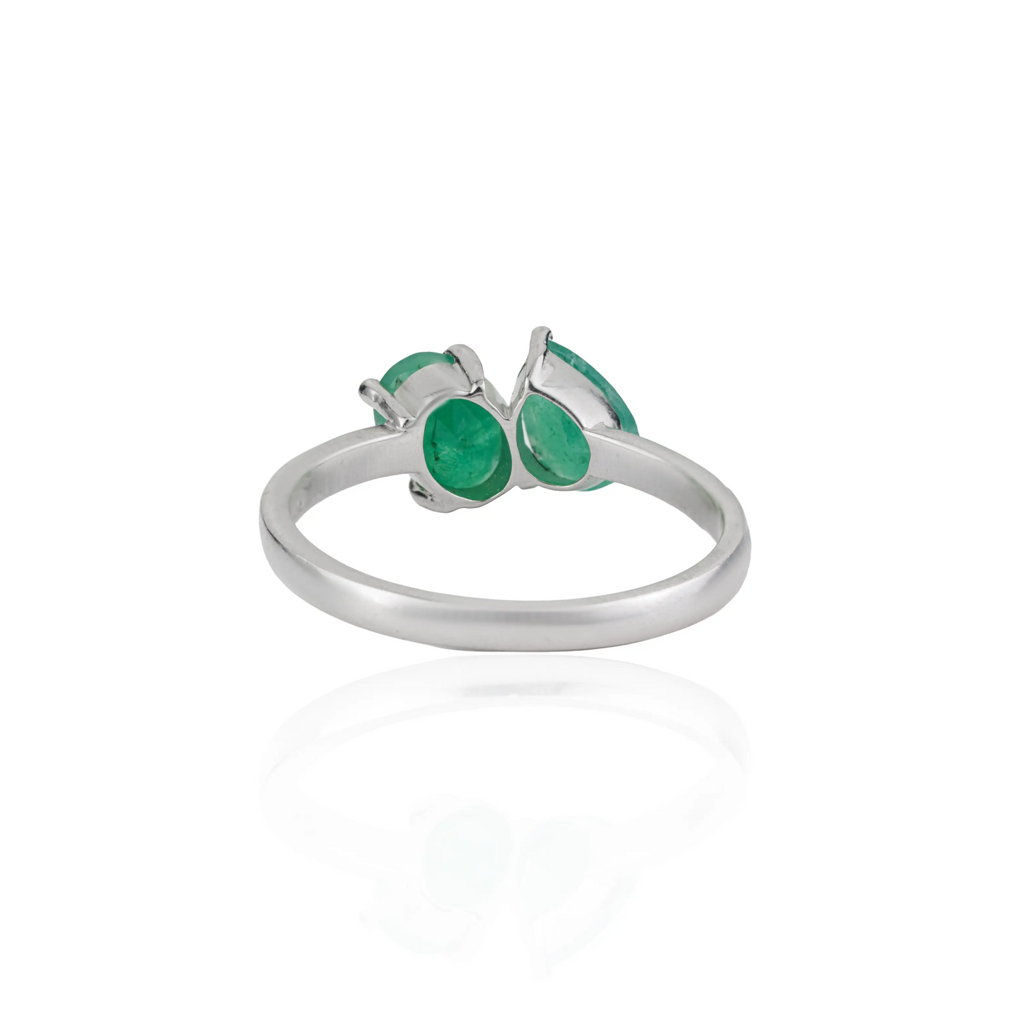 Stunning 925 Sterling Silver Real Emerald Gemstone Toi et Moi Ring Minimal Everyday Wear Jewelry