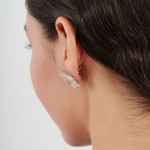 Beautiful Pear Cut Natural Kunzite Gemstone & Diamond Cluster 925 Silver Stud Earrings
